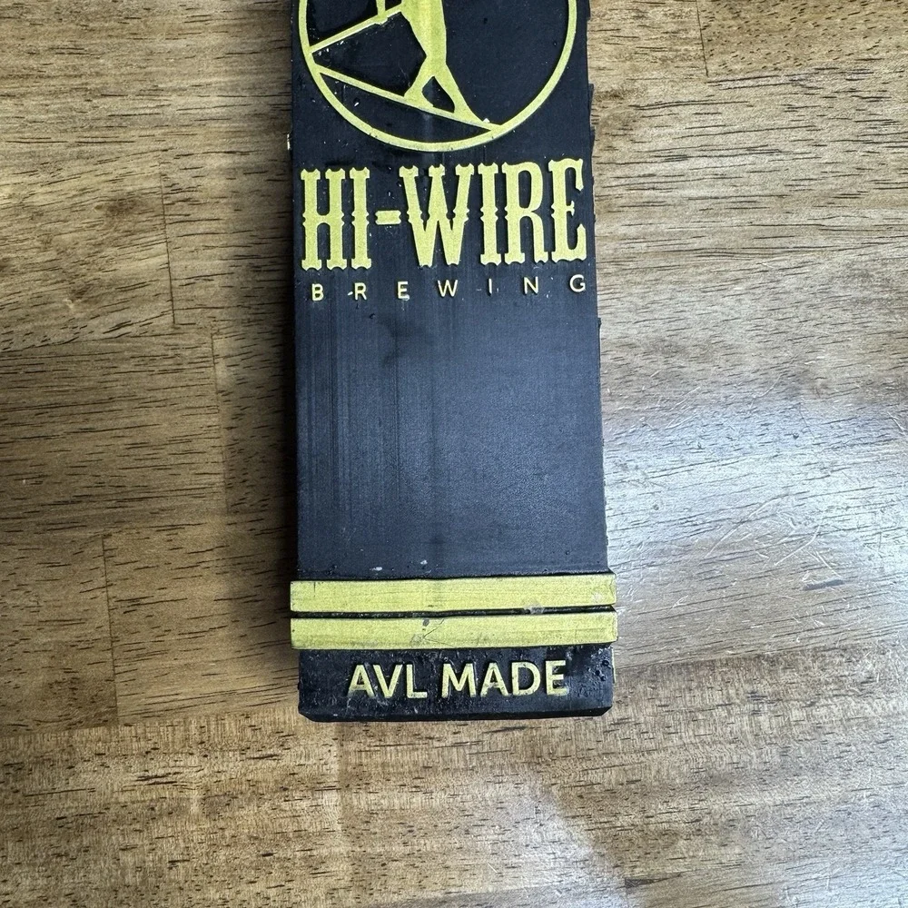 Hi-Wire Brewing Tap Handle AVL Made Draft Beer Bar Black Yellow Tall
